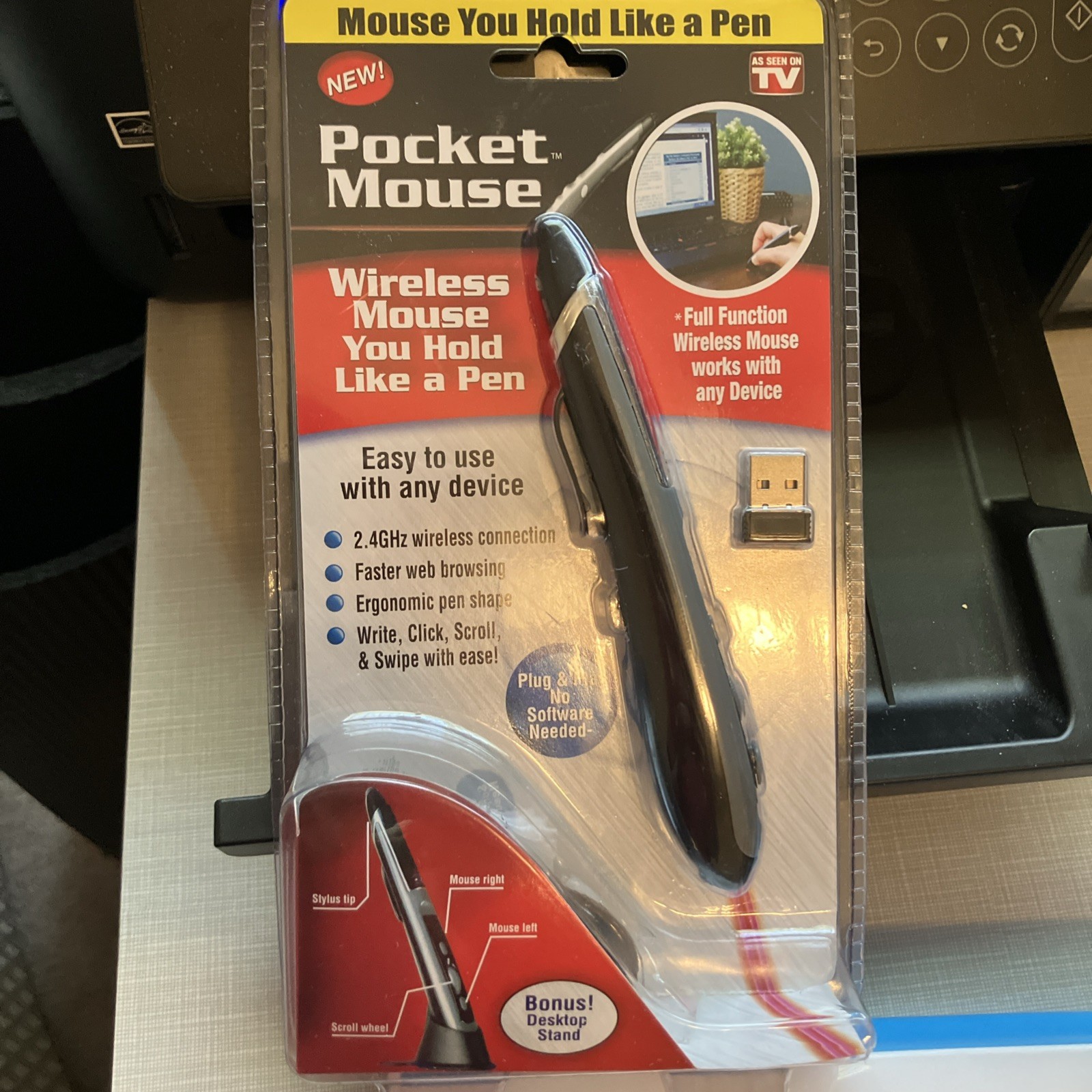 NEW POCKET MOUSE PEN AS SEEN ON TV GENUINE USB WIRELESS OPTICAL 2-IN-1 DIGITAL