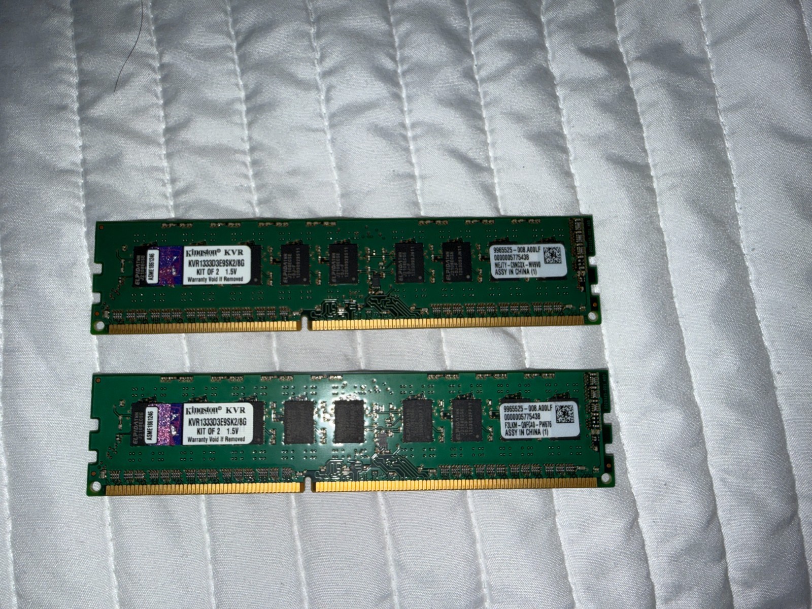 Kingston KVR 1333D3E9SK2/8G 8GB (2 x 4GB) 2Rx8 PC3-10600E DDR3-1333 Memory Kit