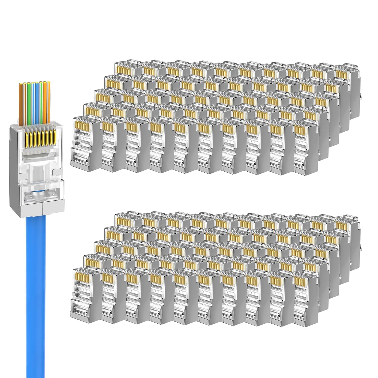 50-Pack Cat 6 Shielded Pass through RJ45 Connectors