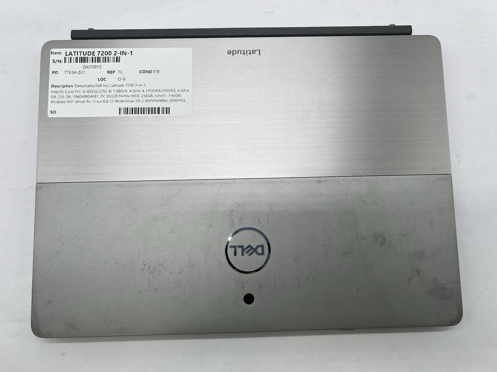 Dell Latitude 7200 2-in-1, i5-8365U CPU, @ 1.60GHz, 8GB RAM, 256GB NVMe-No OS/AC