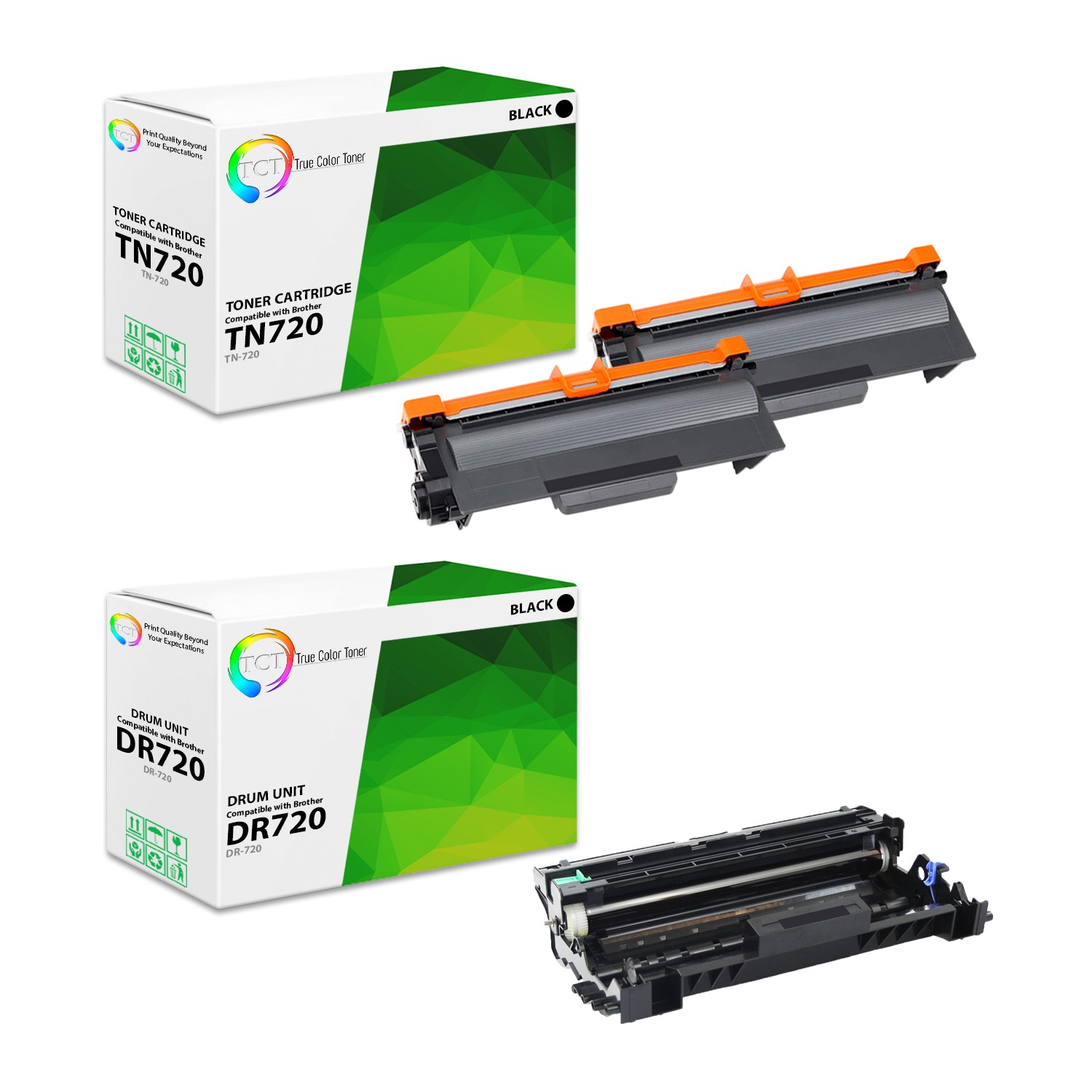 3Pk TCT Compatible TN720 & DR720 For Brother HL-5450dn MFC-8710dw Toner & Drum