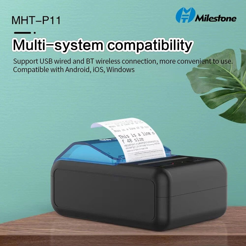 Milestone Thermal Label Printer, Black &Blue, MHT-P11, USB+BT