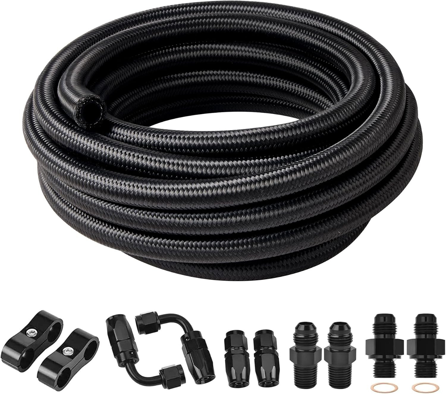 6AN Fuel Line Kit, Transmission Cooler Line Kit for 4L60E 4L65E, AN6 Nylon Braid