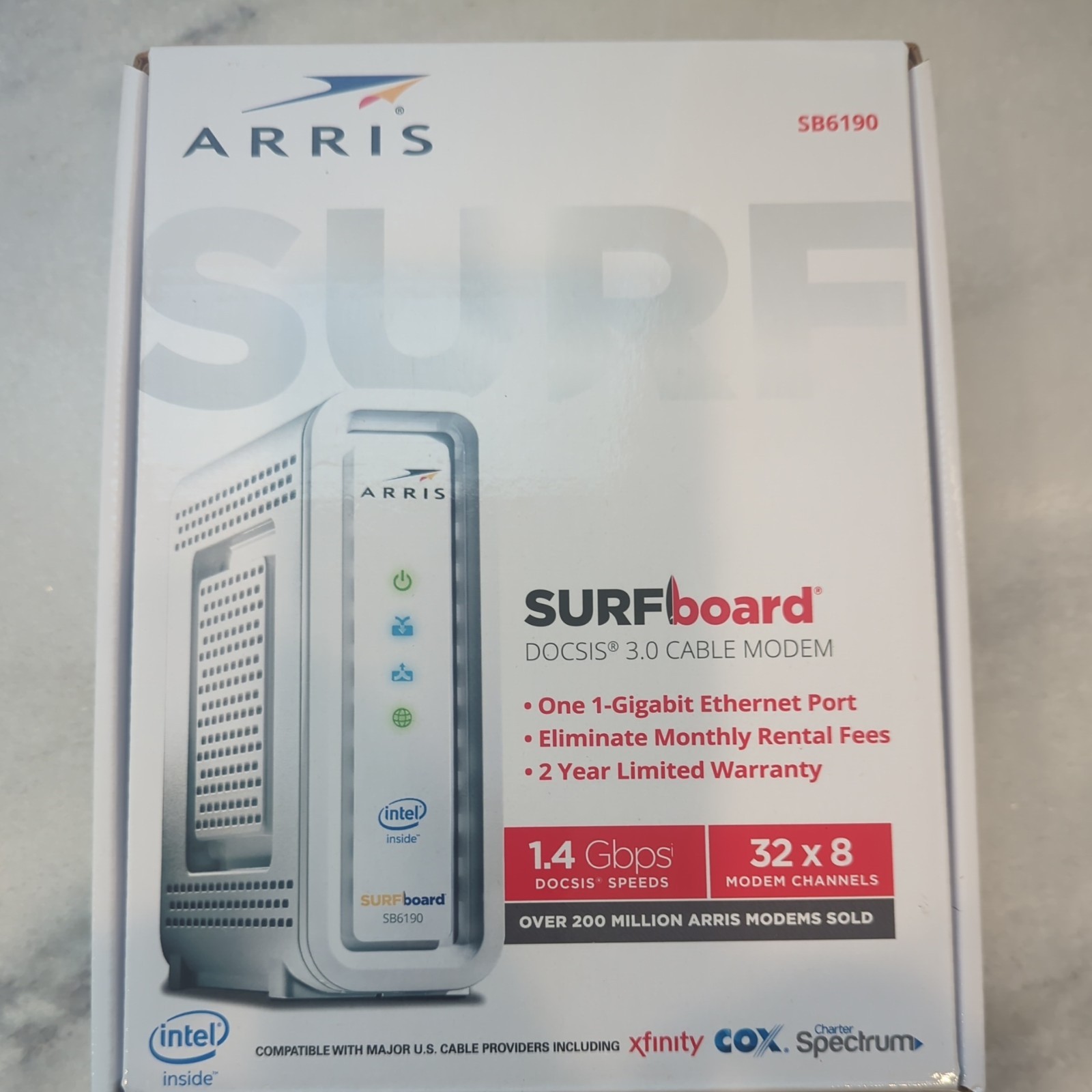 ARRIS Surfboard SB6190 - 32x8 Docsis 3.0 Cable Modem - White