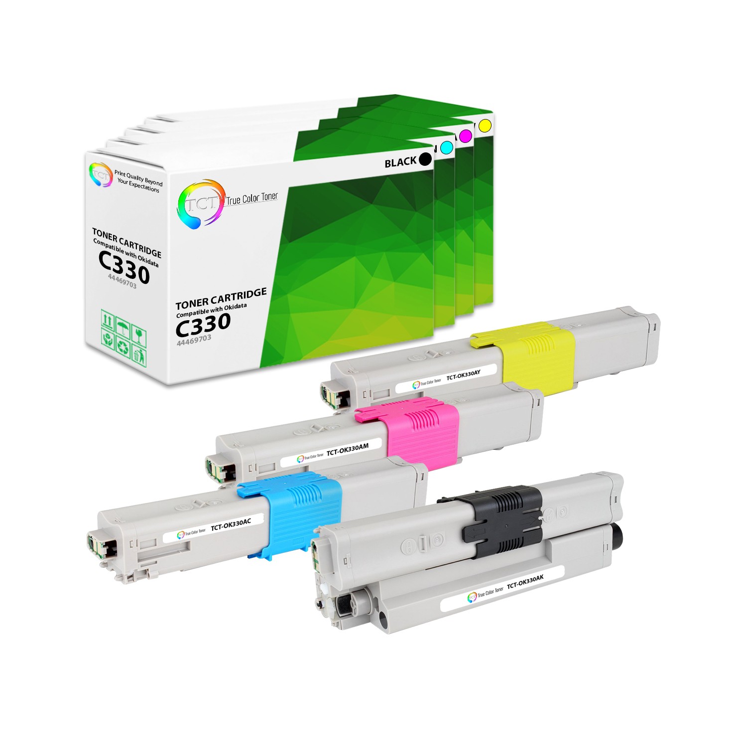 TCT 4PK Oki C330 Toner Cartridge Set For Okidata C330 C310 C530 MC361 MC351