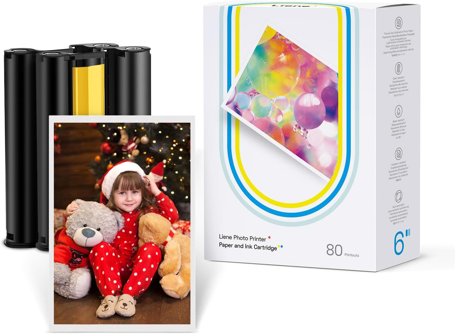Compatible for Liene Amber M100/M200/M110/M210 4x6" 80 Papers and 2 Ink Refills