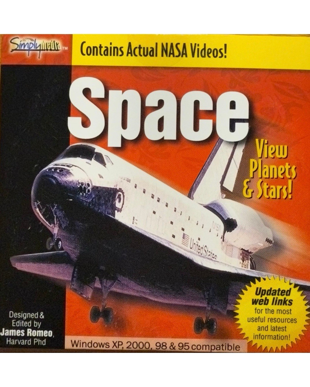 SPACE CD ROM SIMPLY MEDIA - WINDOWS 95 OR 98 Compatible - View Planets and Stars