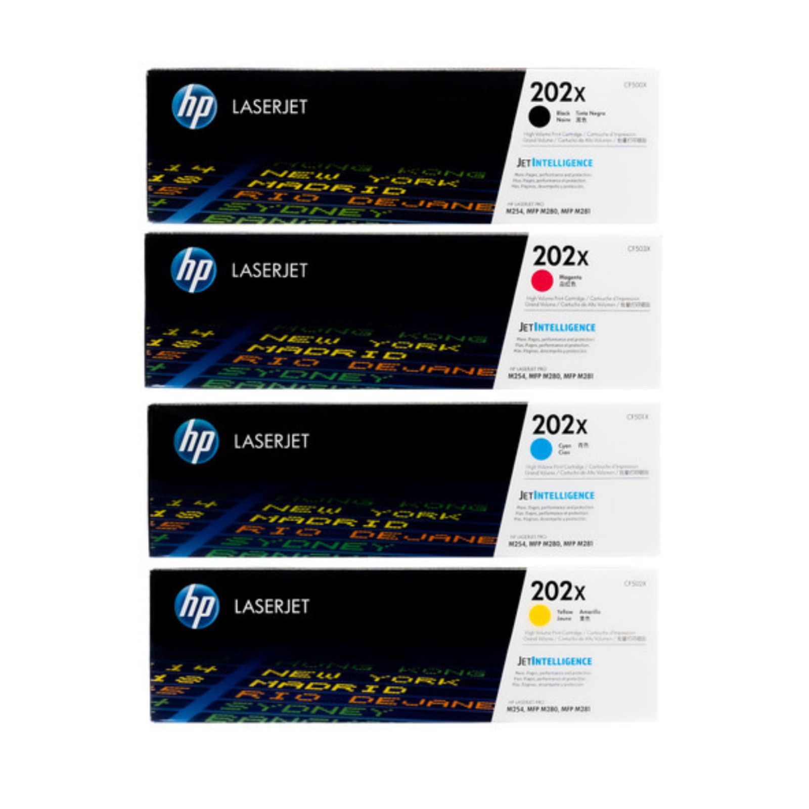 HP 202X Genuine High Yield Toner Set CF500X-CF503X Black Cyan Magenta Yellow