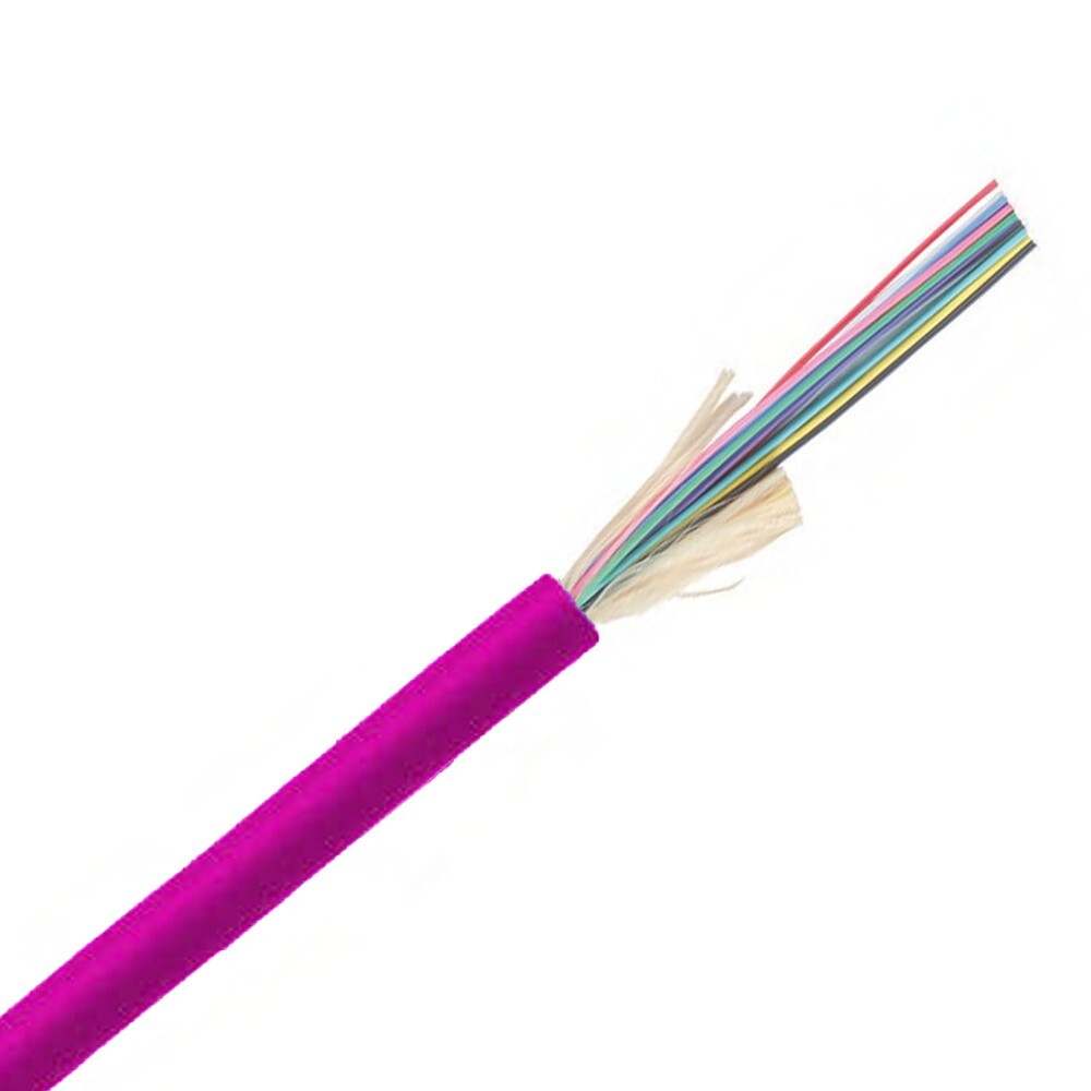 Indoor/Outdoor 12-Strand Multimode OM4 Fiber Optic Plenum Cable Magenta - 500ft