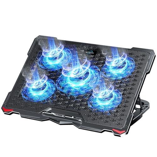 Laptop Cooling Pad 5 Fans Up to 17.3 Inch Heavy Notebook Cooler, Blue LED Lights
