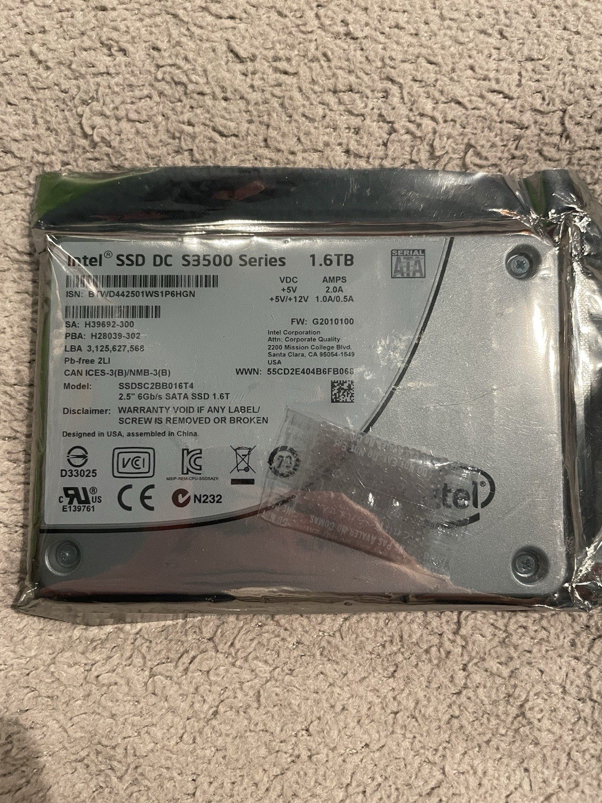 *NEW* Intel SSD DC S3500 SSDSC2BB016T4 1.6TB SSD solid state drive