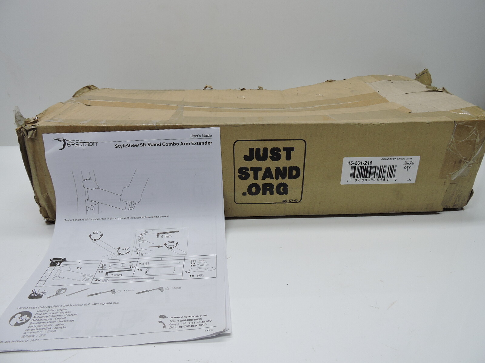 Ergotron 45-261-216 StyleView Sit-Stand Combo Extender - NOB NEW