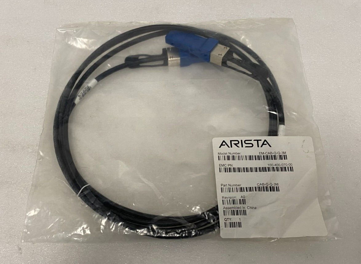 Arista EM-CAB-Q-Q-3M 40GBase QSFP+ to QSFP+ Twinax Copper Cable 100-400-070 EMC