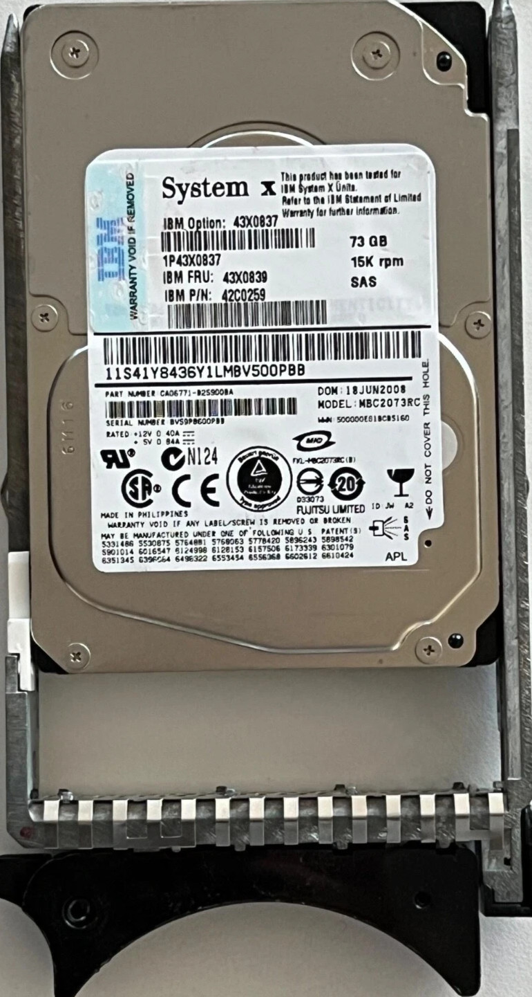 IBM 43X0839 42C0259 ST973451SS 73GB 15K SAS 2.5" HDD Server Hard Drive Disk~~