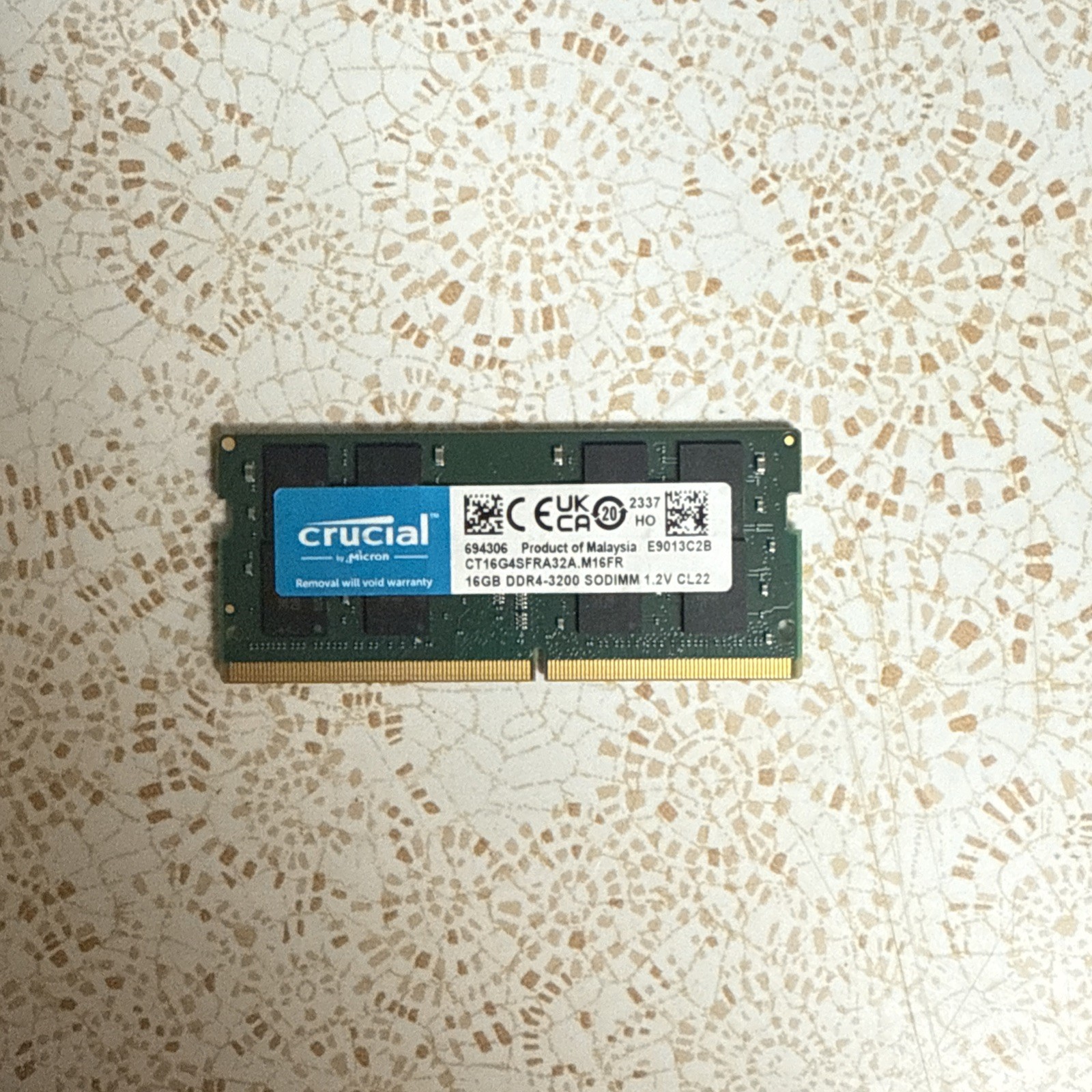 Crucial 16GB DDR4 3200MHz PC4‑25600 SO‑DIMM RAM CT16G4SFRA32A - TESTED
