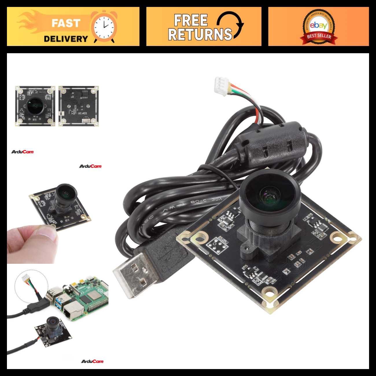 5MP Wide Angle USB Camera, Mini UVC Webcam with Microphone & 3.3ft Cable
