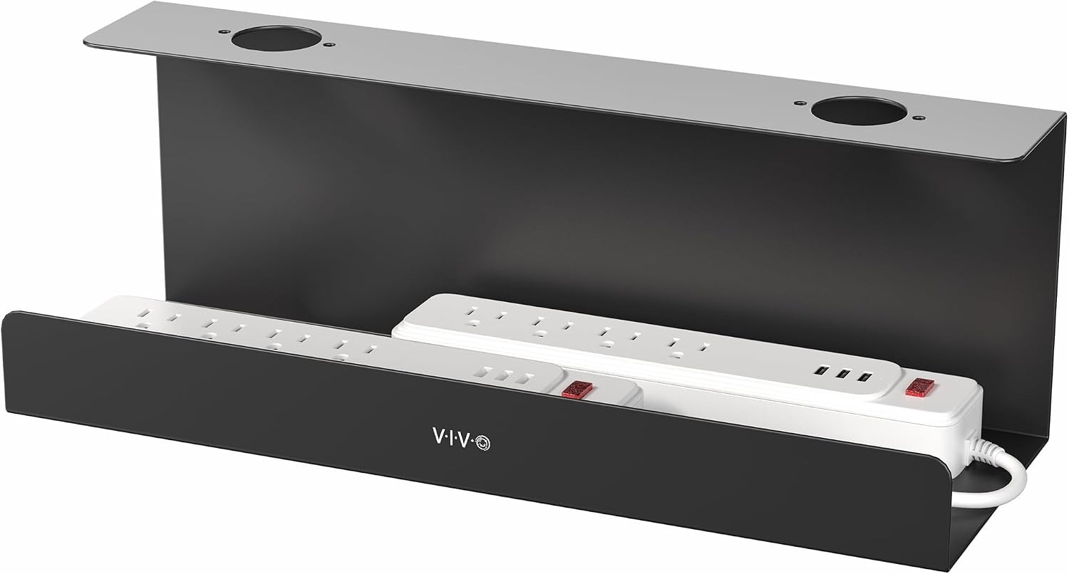 VIVO Black 17 Inch Extra Deep Cable Management Tray, DESK-AC16-1C