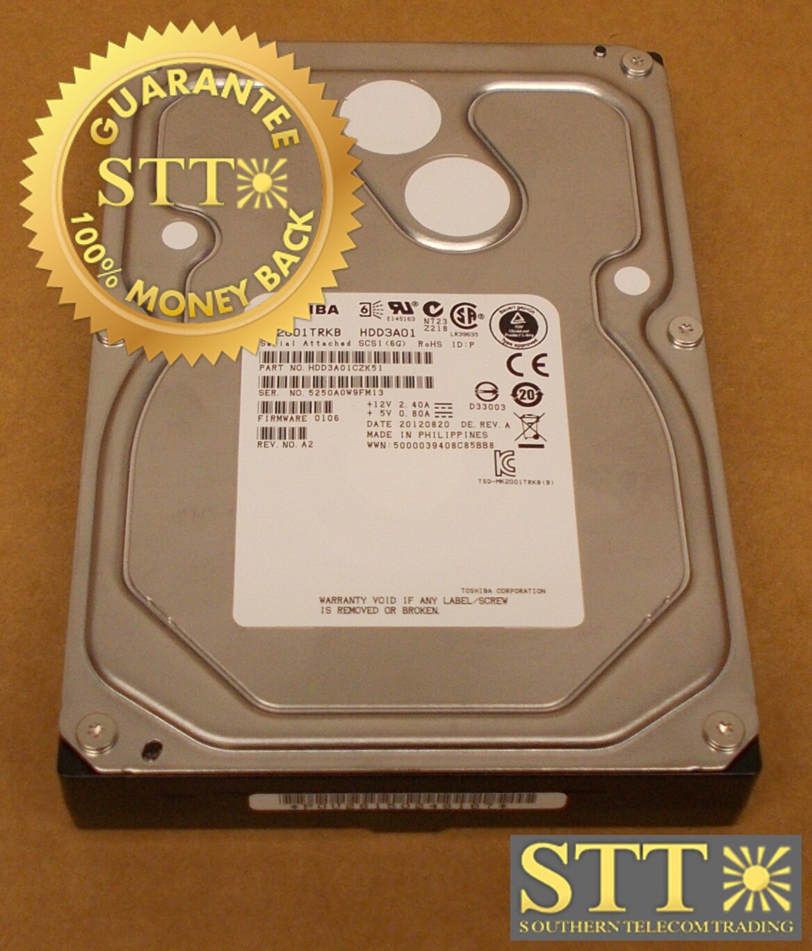 MK2001TRKB TOSHIBA 2TB 7.2K 16MB CACHE 6.0GBP/s SERIAL SCSI/SAS 3.5" HD HDD3A01