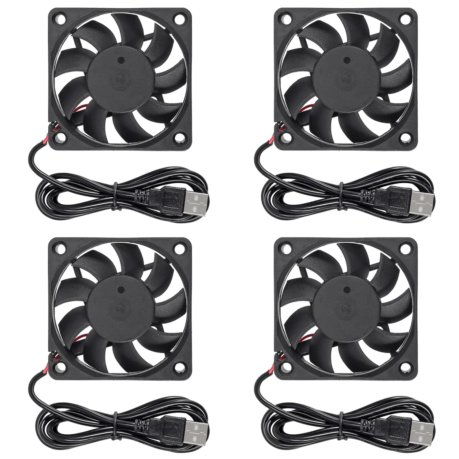 4Pcs 6015 Fan 60X60X15Mm DC 5V 60Mmx15Mm Brushless Fan Replacement Ball Bearing
