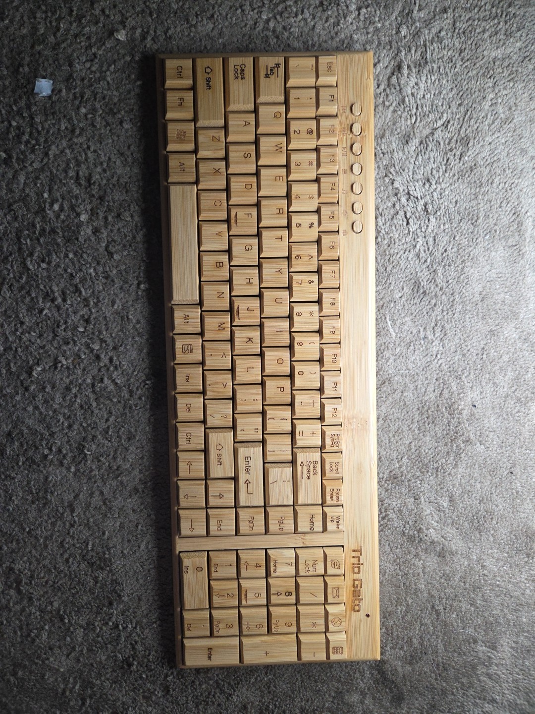 Handcrafted Natural Bamboo Wooden PC Wireless 2.4GHz Keyboard PARTS ONLY