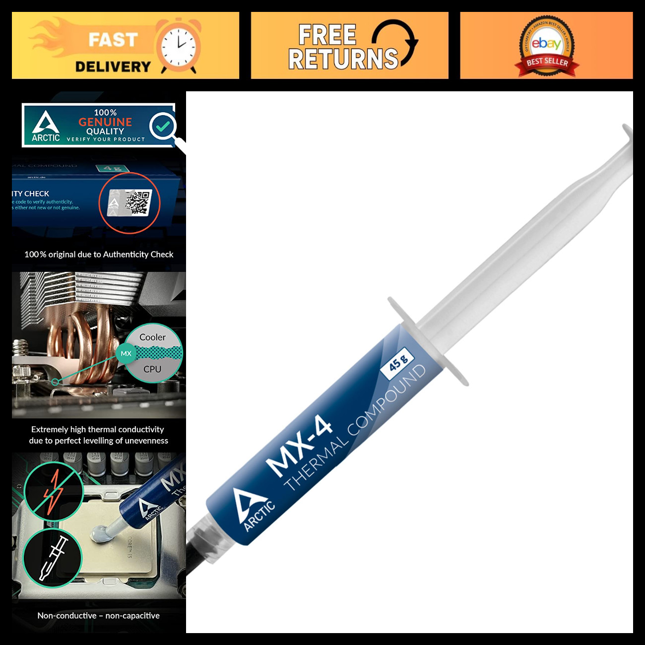 Premium Thermal Paste 45g - High-Performance CPU Cooling Compound for All Proces