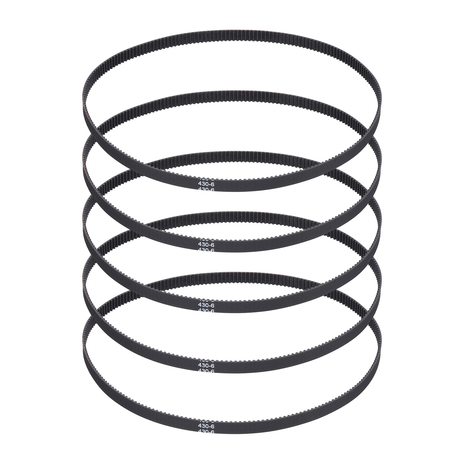 430mm GT-2 Timing Belt, 5pcs 6mm Width 2mm Pitch 3D Printing Closed Loop, Black