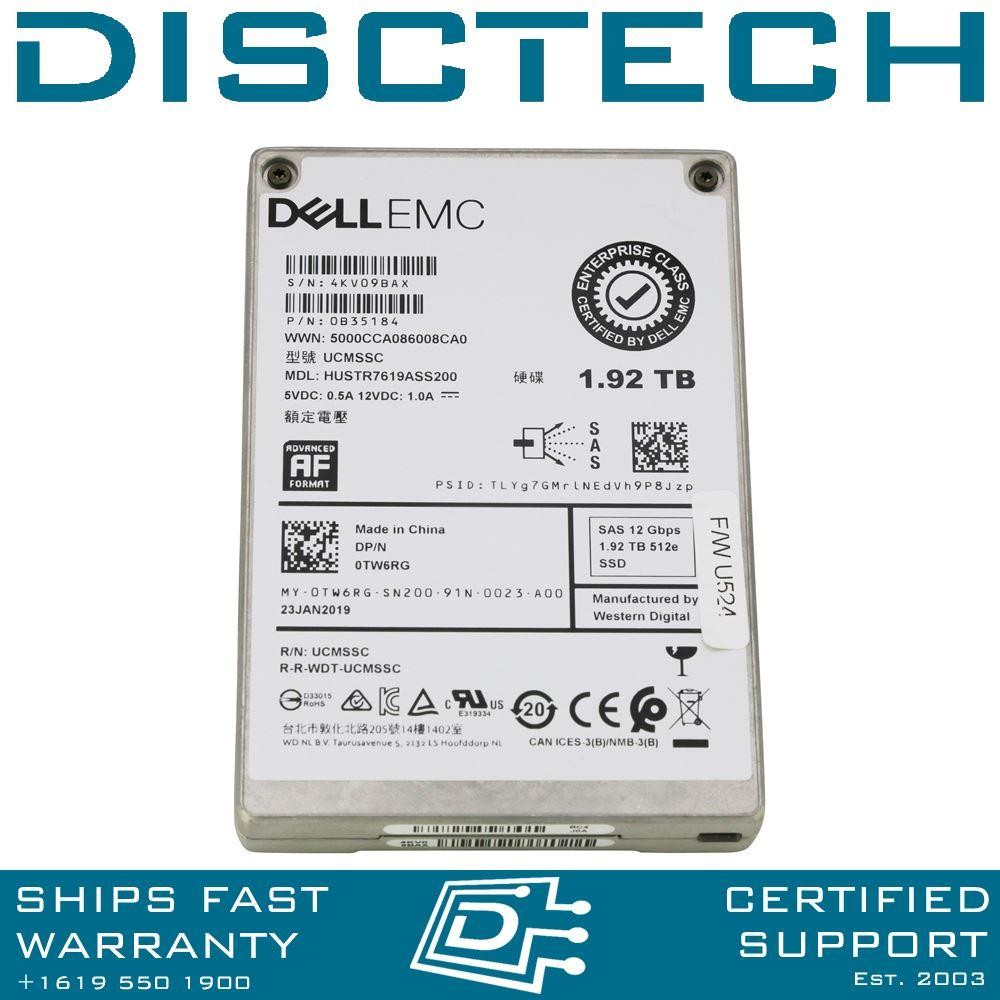 Dell EMC TW6RG Hitachi 0B35184 / HUSTR7619ASS200 1.92TB 2.5" 12Gbps SAS RI SSD