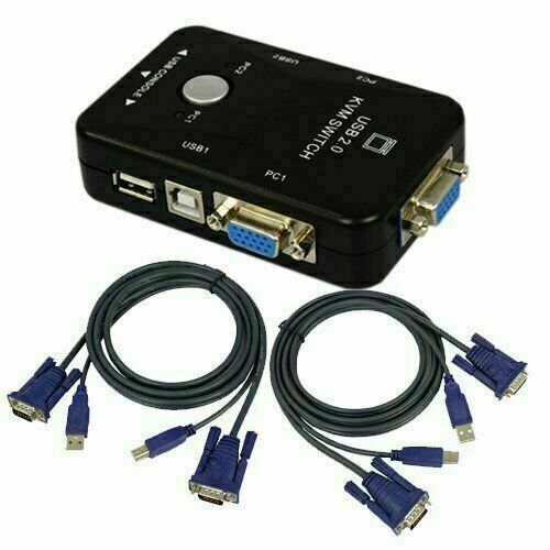 2 or 4 Port USB/PS2 KVM VGA Switch with 2 or 4 Set Cable For Mouse Monitor PC