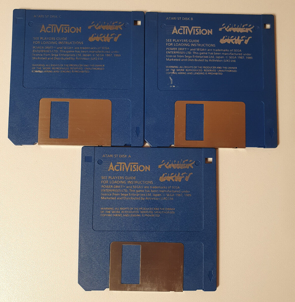 Atari ST Game Power Drift 3 Discs Retro Floppy Disk 3.5" Sega Activision 1987