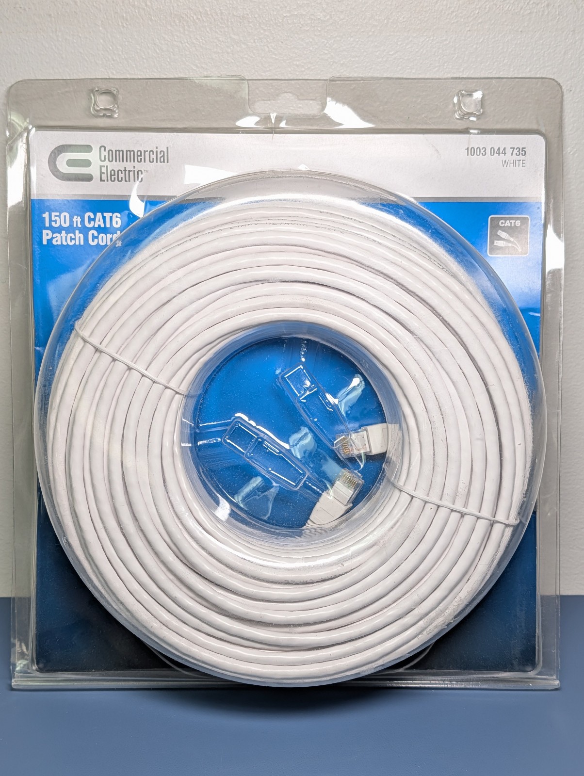 Commercial Electric 150ft CAT6 Ethernet Network Patch Cable White RJ45 New