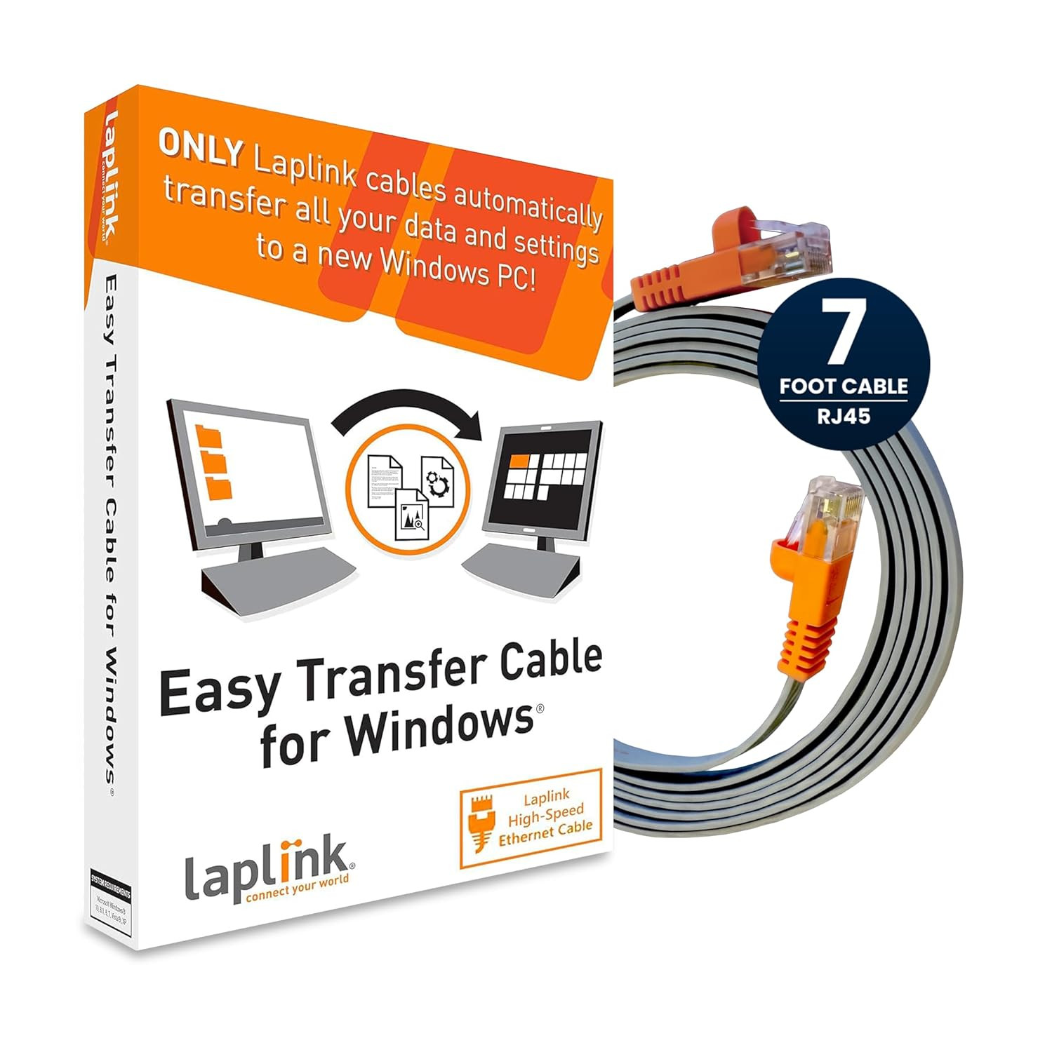 LAPLINK Easy Transfer Cable, Includes Pcmover Express Data Transfer Software and