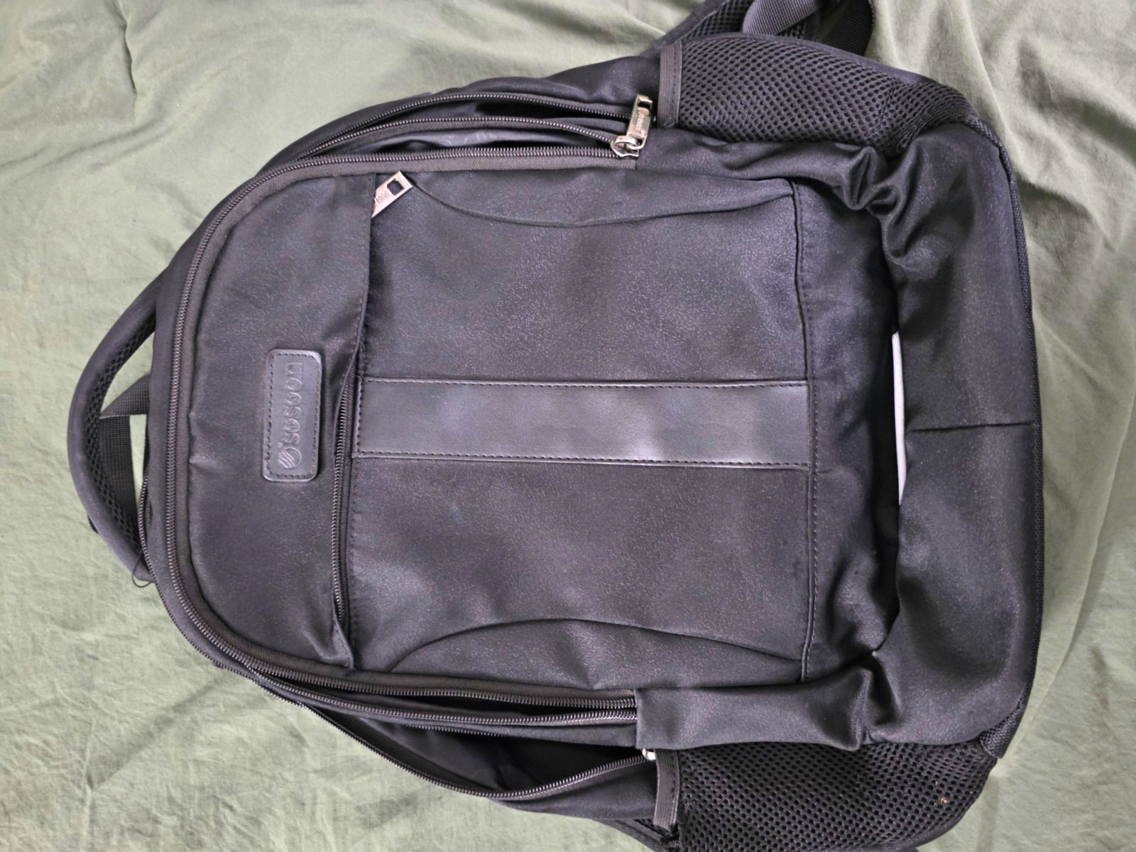 Sosoon Black Solid Laptop Backpack, Multi-Compartment with USB Port