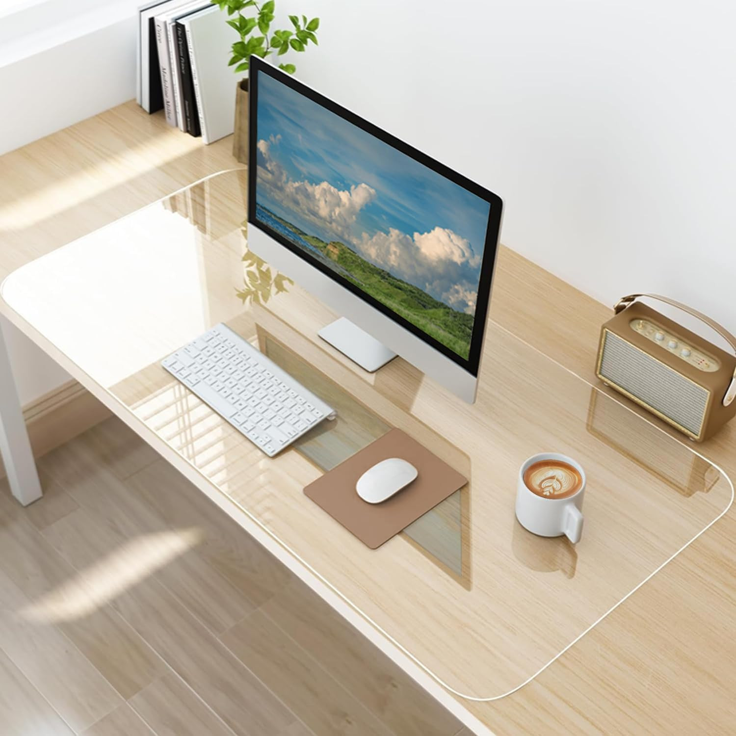 Clear PVC Desk Protector Mat 23.6" x 15.7" Non Slip Waterproof for Office