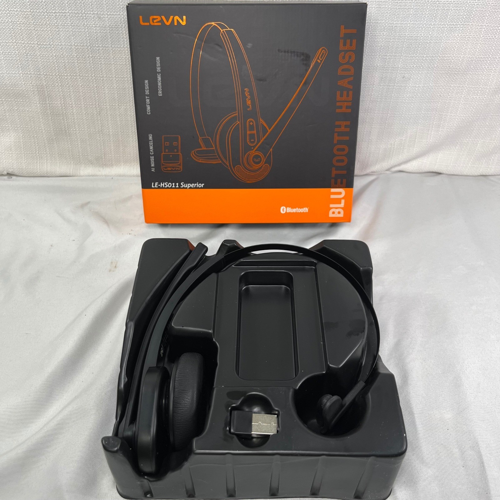 LEVN LE-HS011 Superior Bluetooth Headset AI Noise Canceling Wireless with Dongle