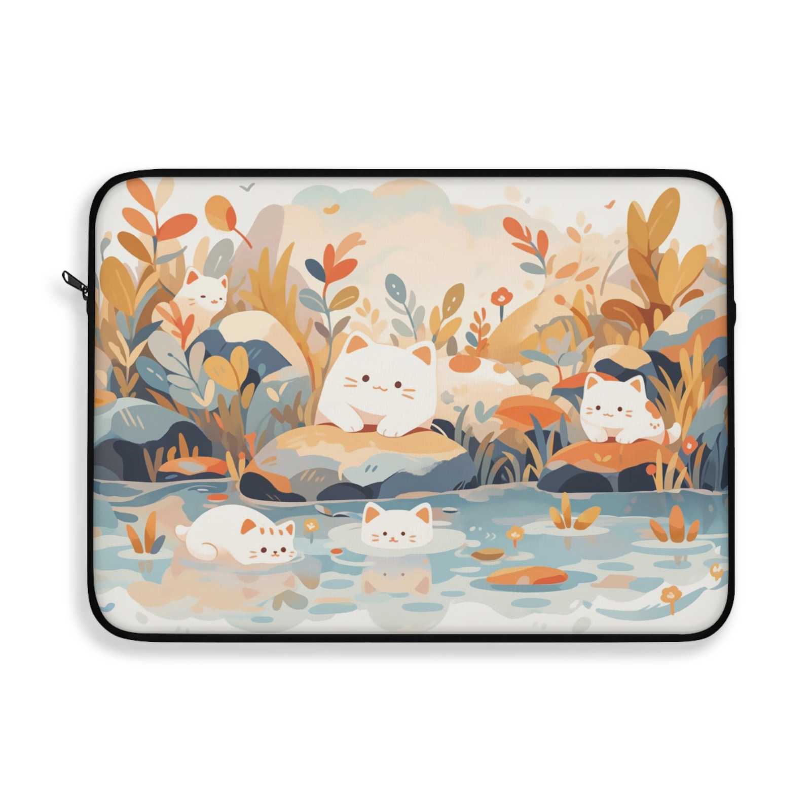Kawaii Botanical Cat Laptop Sleeve 13" 15" Cute MacBook Cover Gift Idea