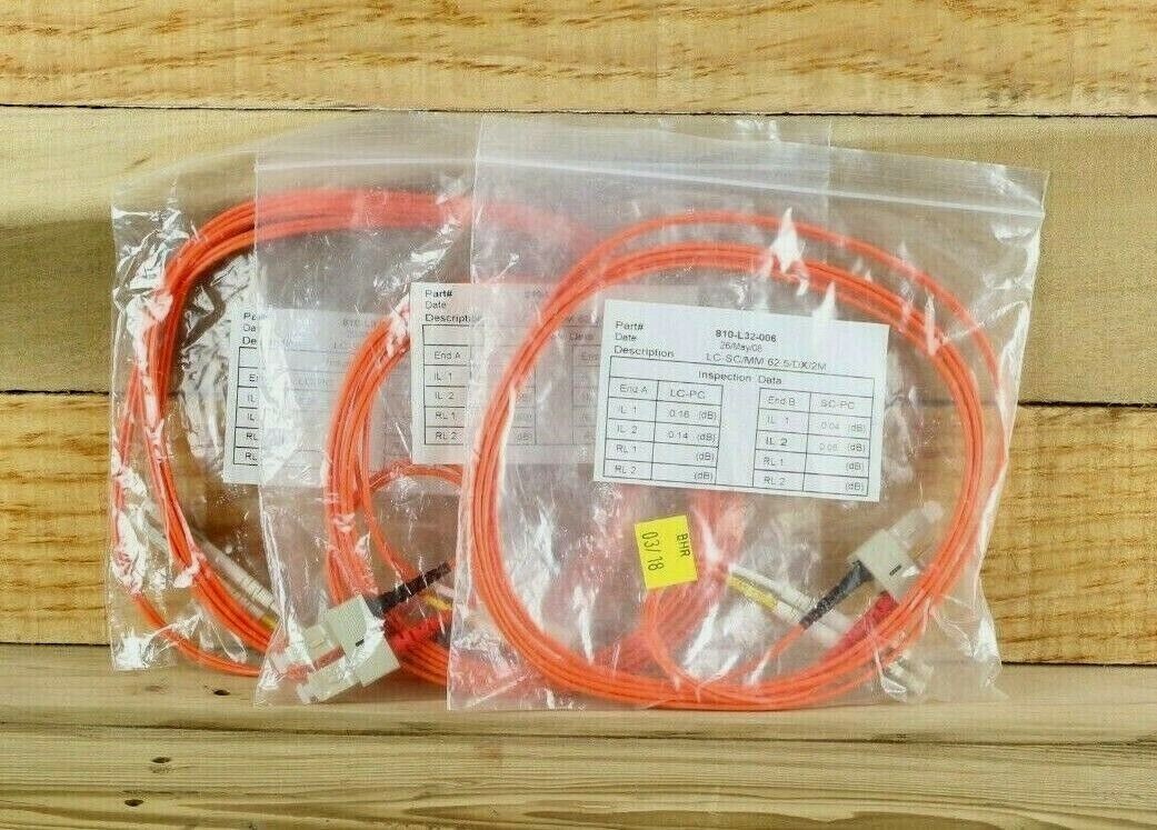 NEW LOT OF 2 Quiktron 810-L32-006 Fiber Jumper Cable LC to SC MM 2M DPX PVC