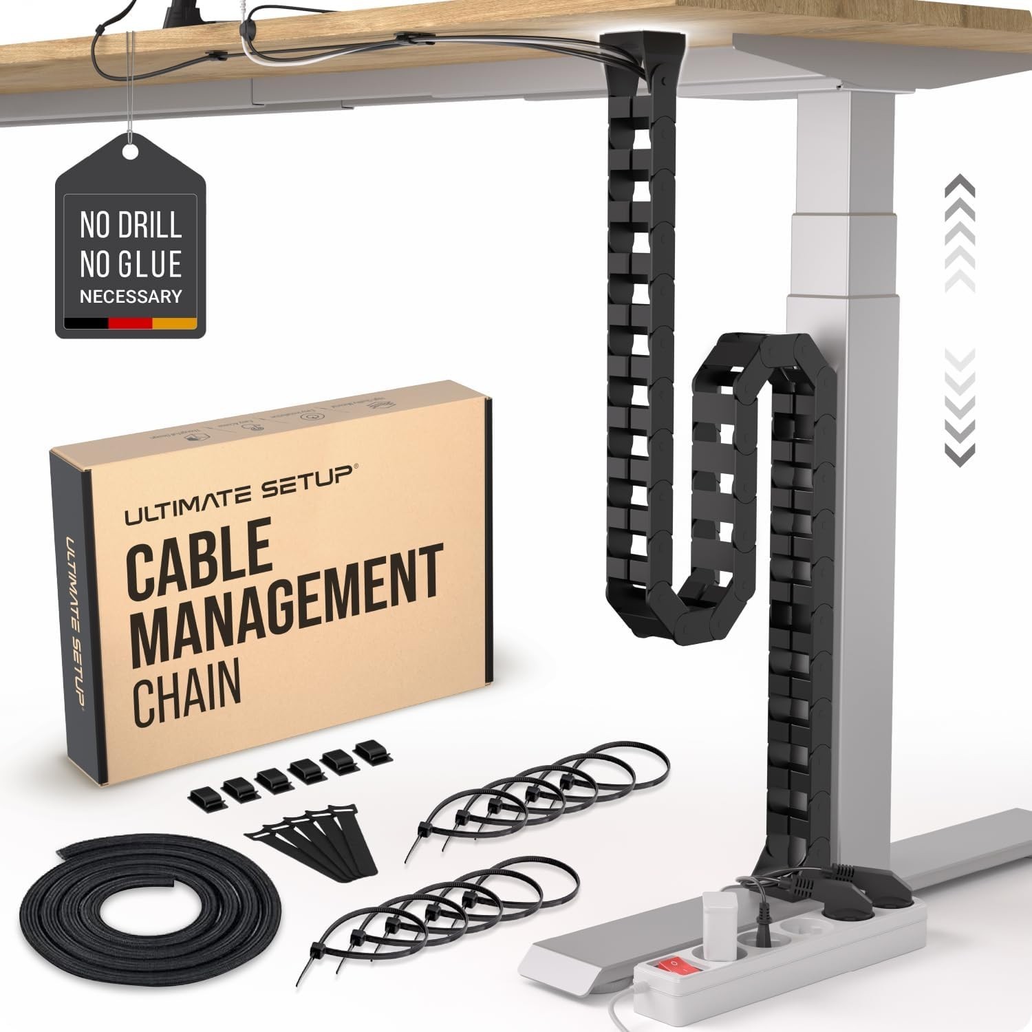 Ultimate Setup OL1119 Under Desk Cable Management Vertebrae Adjustable Length