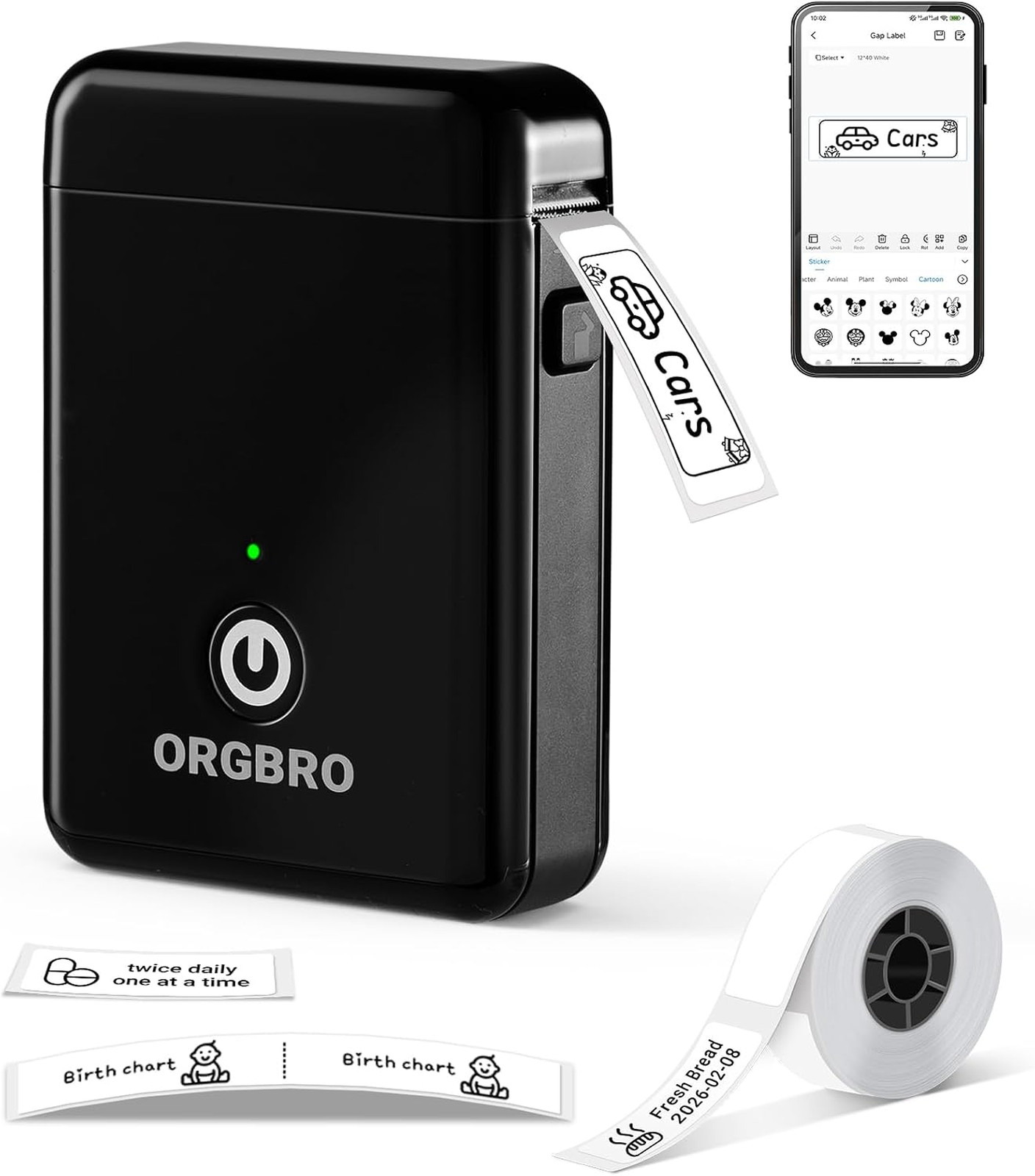 Portable Label Maker Machine with Tape Bluetooth Mini Label Printer for Home