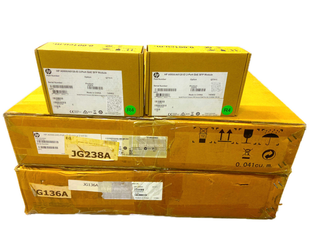 JG238A I Open HP 5500-24G-PoE+ SI Switch w/2 Inter +2x JD367A Modules JG136A RPS