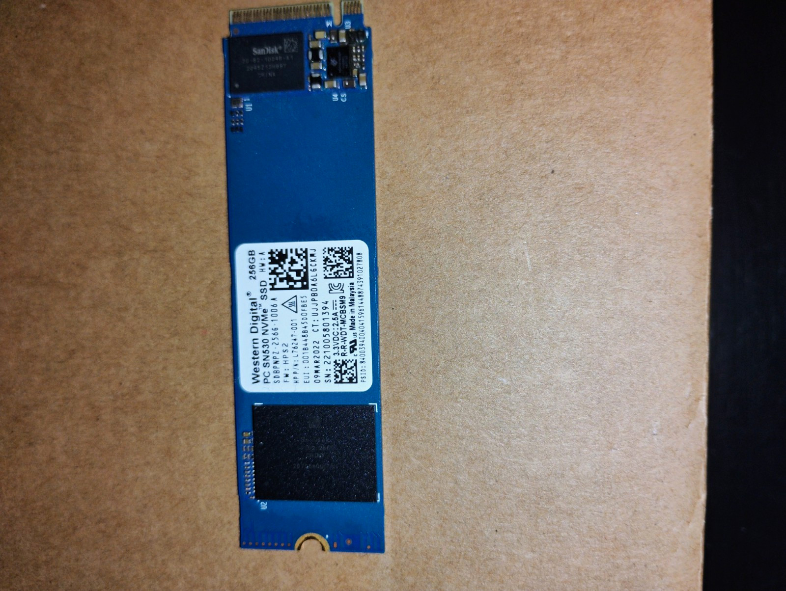 WD PC SN530 256GB NVMe M.2 2280 PCIe 3.0 x4 SSD SDBPNPZ-256G Tested Working