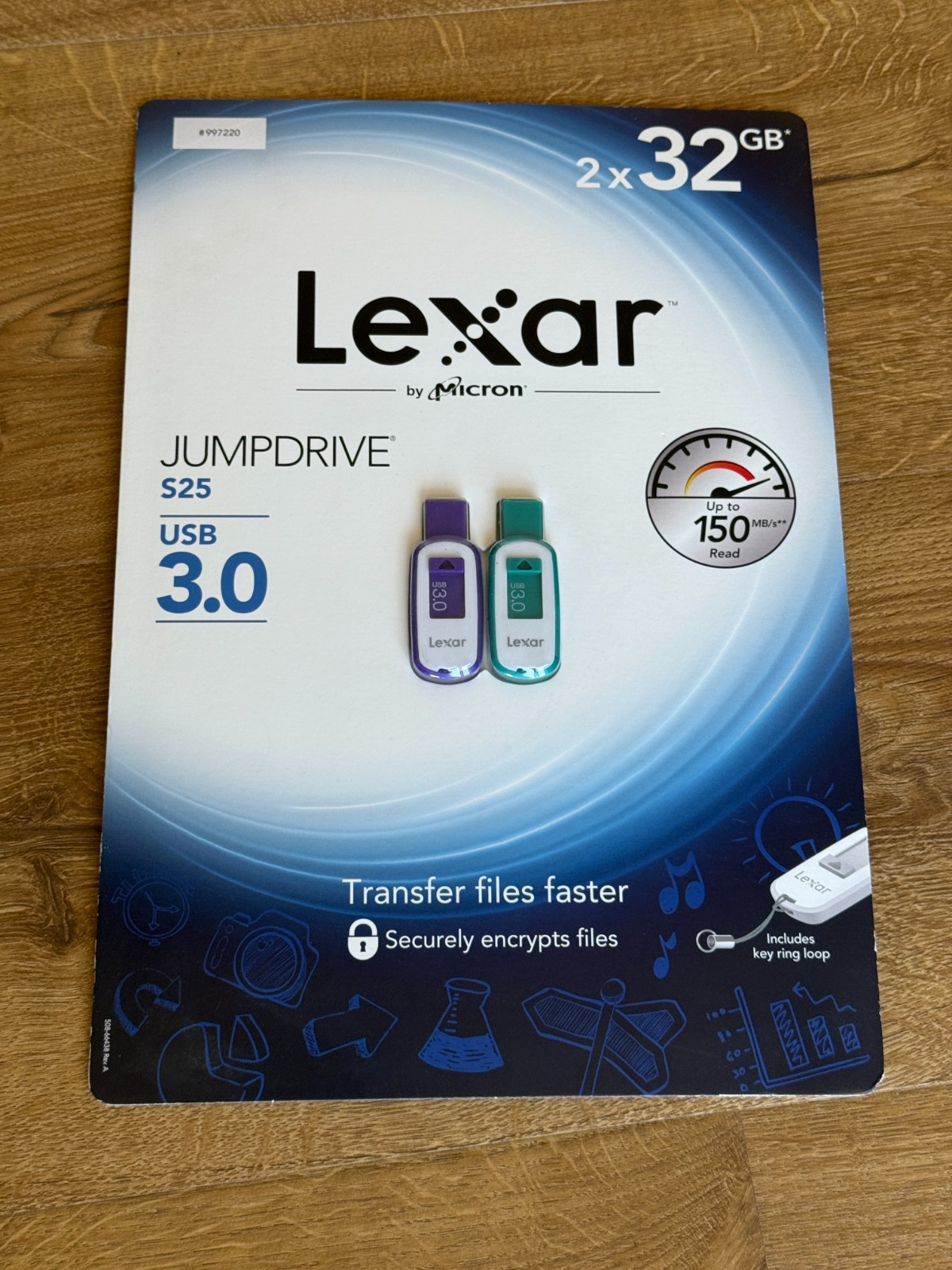 Lexar by Micron 2 Pack 32GB Jumpdrive S25 USB 3.0 BRAND NEW Unopened