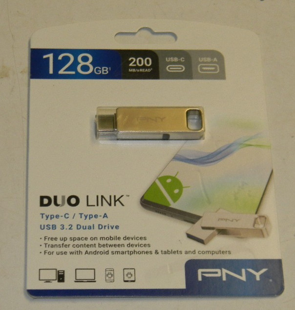 PNY Duo Link 128GB Dual-Drive USB 3.2 Flash Drive USB-C/USB-A 200MB/s