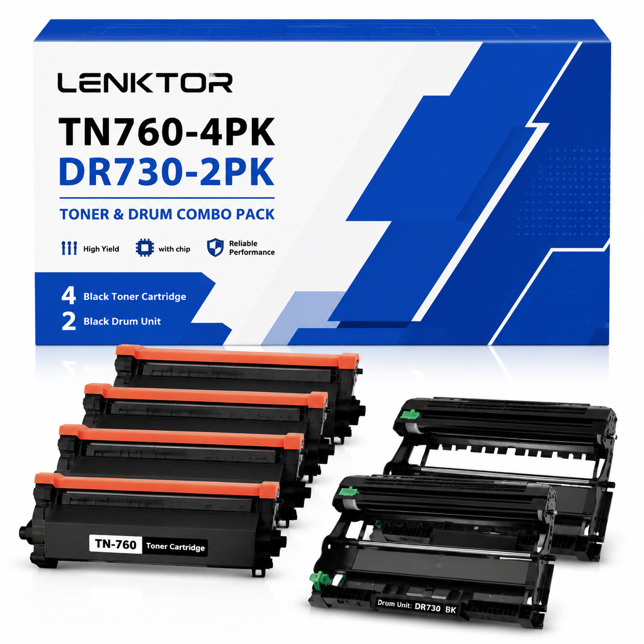 TN760 4PK DR730 2PK Combo for HL-L2350DW L2370DW MFC-L2710DW L2750DW DCP-L2550DW