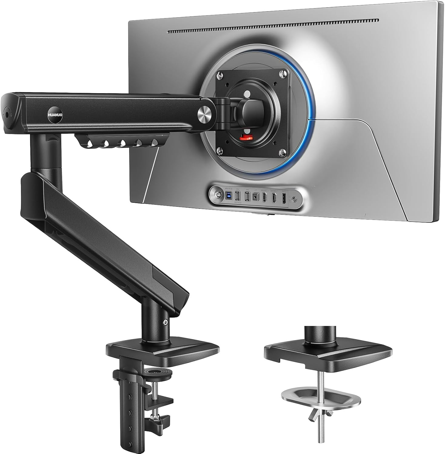 HUANUO Flowlift™ Pro Monitor Arm for 13–32" Screens, Mechaspring Monitor Mount,