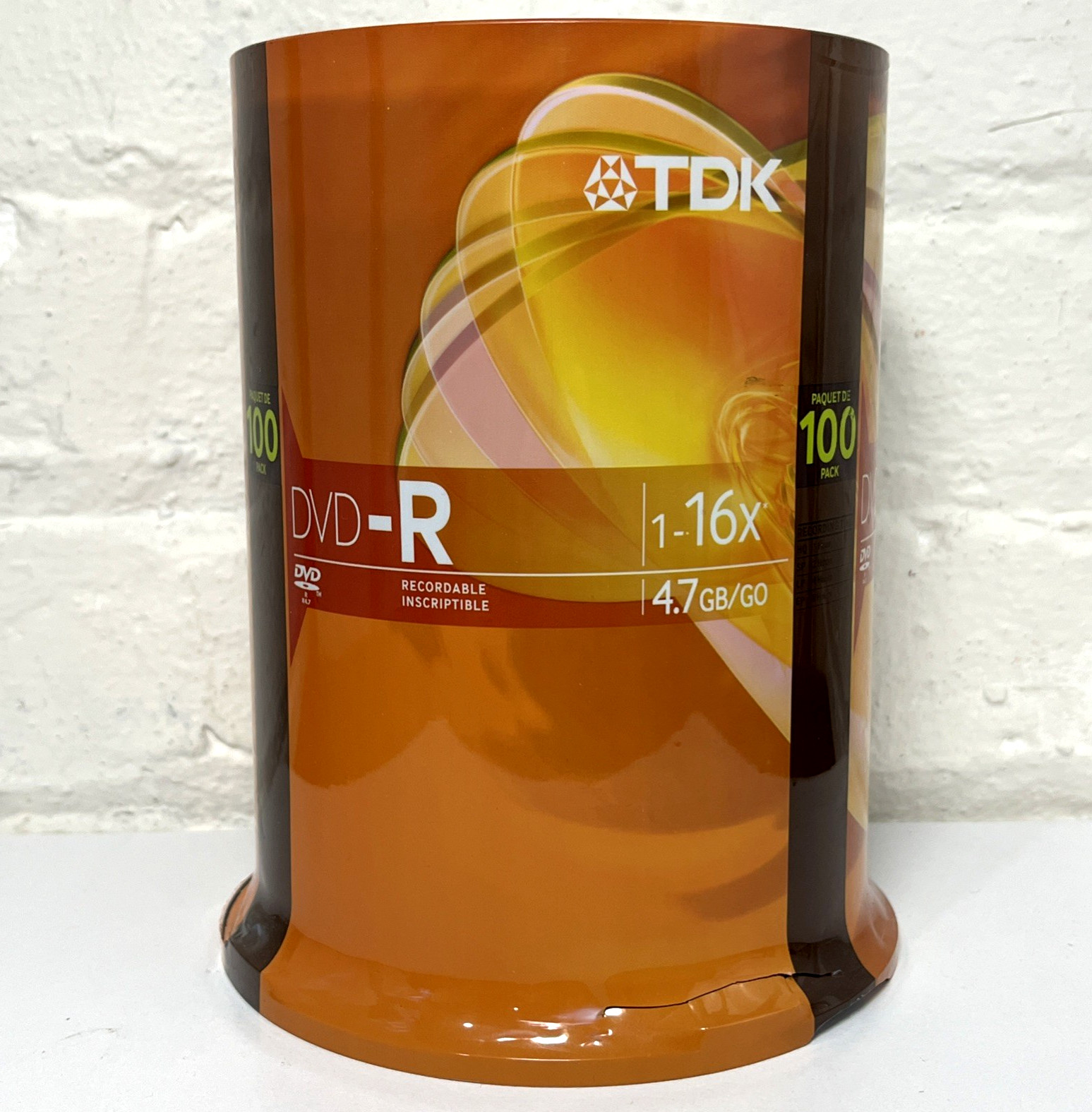 TDK DVD-R 100 Pack Recordable Blank Disc Spindle 16X Speed 4.7 GB Data SEALED