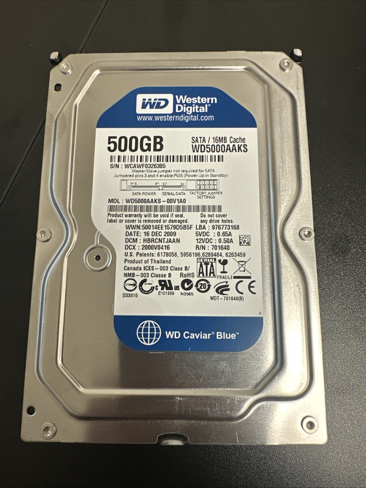 Compatible Western Digital 500GB Hard Drive WD5000AAKS-00V1A0 SATA II