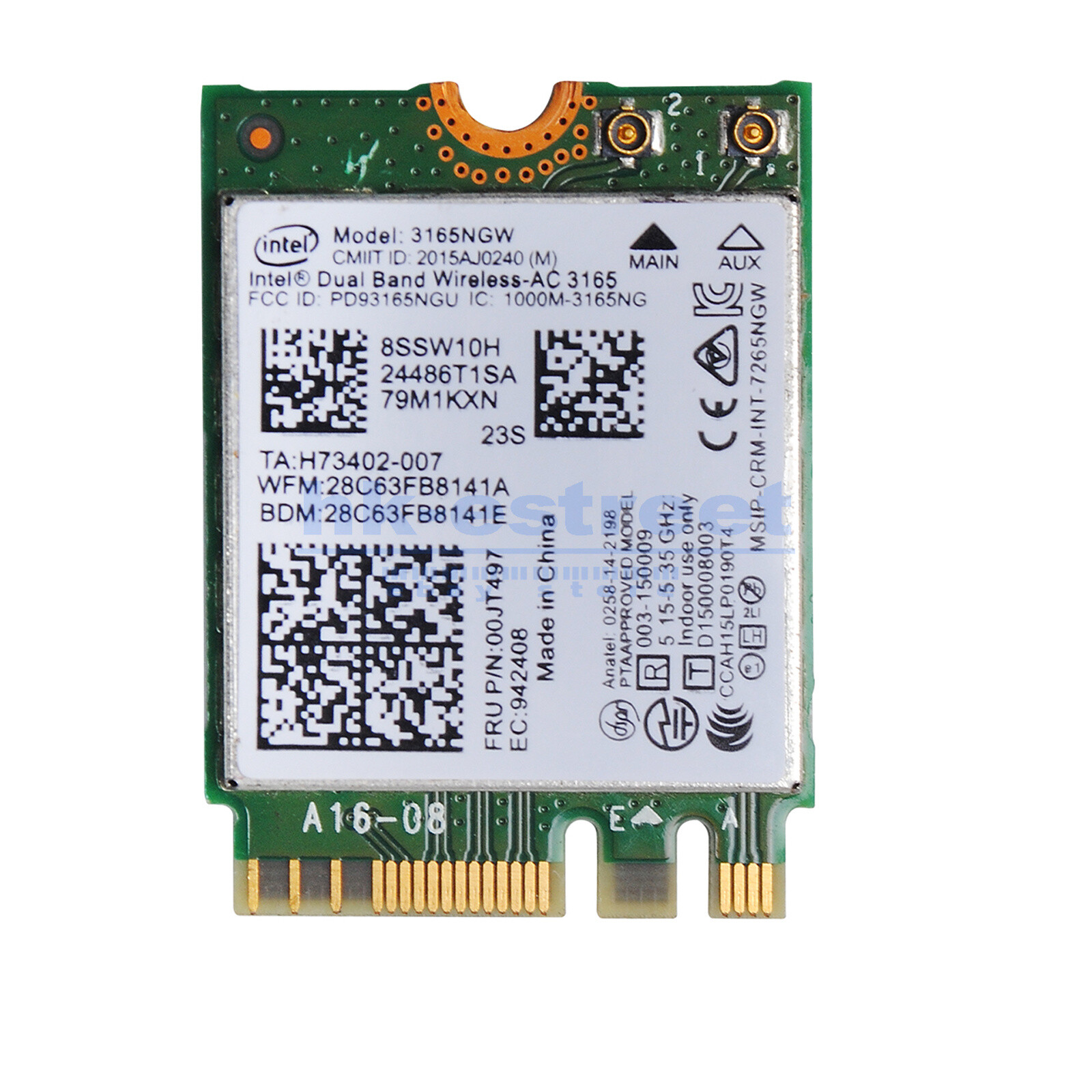 Lenovo Intel Dual Band Wireless AC 3165 3165NGW 433Mbps BT 4.0 00JT497 WLAN Card