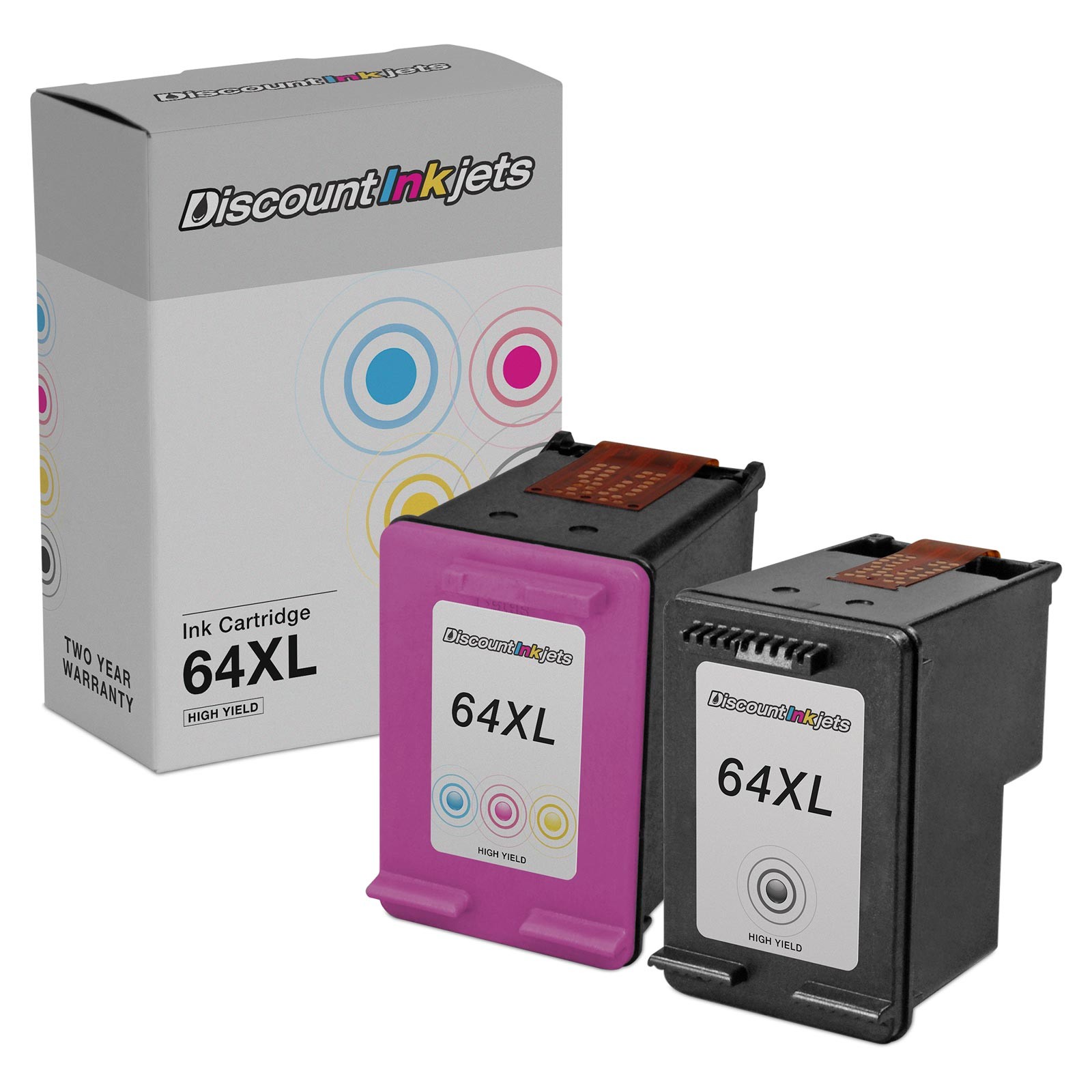2pk Reman 64XL for HP BLACK COLOR Ink Cartridge HY N9J92A N9J91A 7132 7130 6255