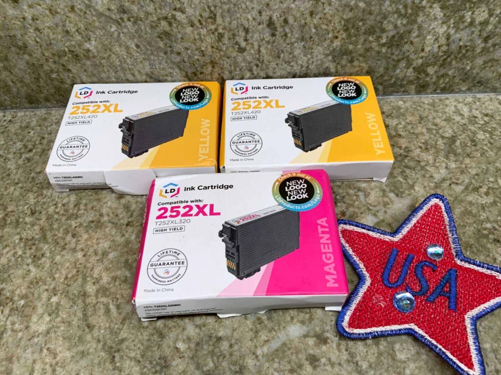 LD 3Pk Replacement Cartridges for Epson Ink 252 XL WorkForce Magenta & Yellow