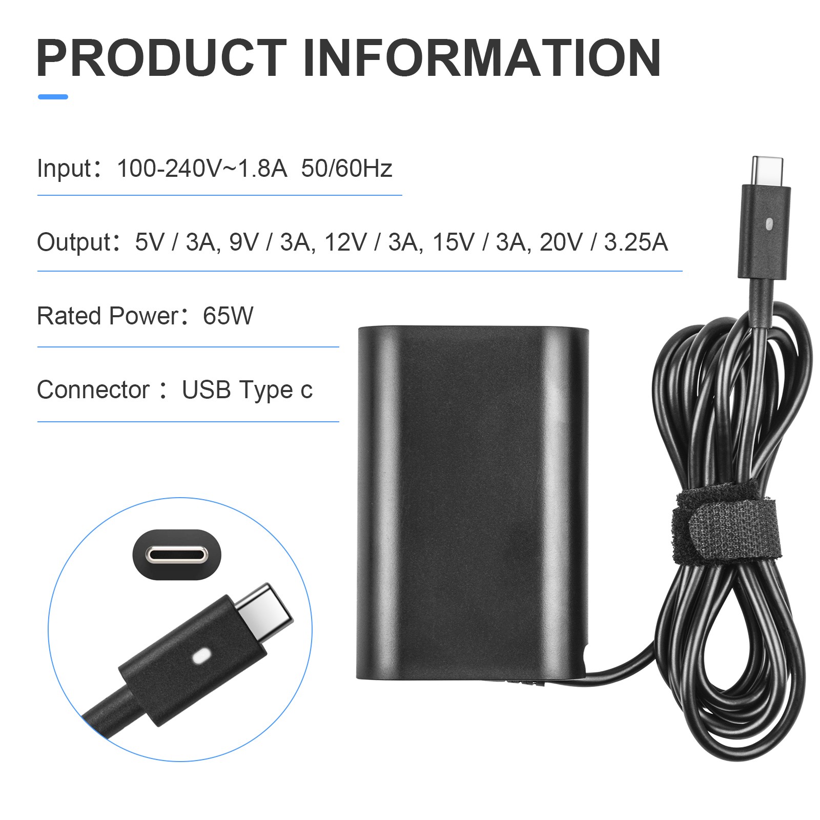 65W/130W USB-C Type C Laptop Charger for Dell Latitude XPS Inspiron Precision